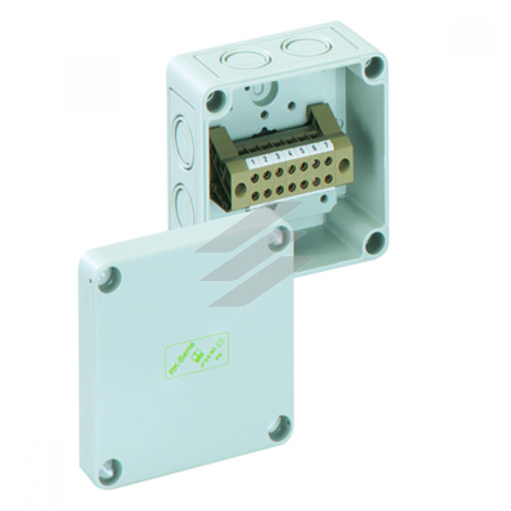 Корпус RKK 4/07-7х4² (94х94х57мм), клема 7х4мм², полістирол, 7 метричних вводів під М16/20, IP66, Spelsberg